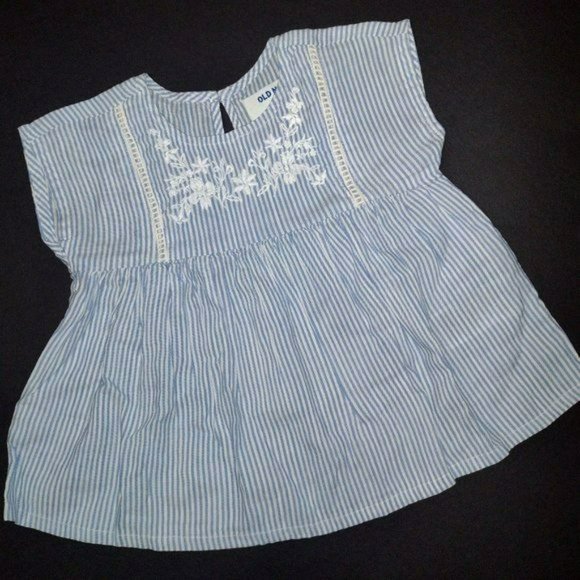 Chambray  dress for toddler girls - with button-loop keyhole opening at nape- 2T - Picture 2 of 11